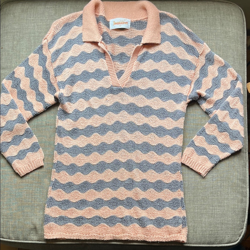 Vintage Jantzen Collared Striped Knit Sweater S/M